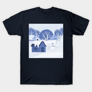 Snowy day in a small town T-Shirt